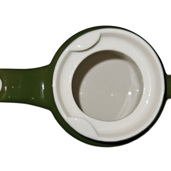 VINTAGE HALL POTTERY RESTAURANT WARE FOREST GREEN CERAMIC GLAZE TEAPOT 4" W/ LID - Picture 8 of 13